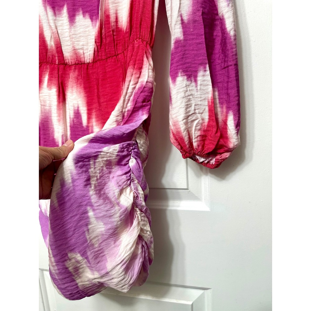 Maje Tie and Dye printed viscose Mini dress in Pink Size 36 / US Size S - Picture 7 of 16